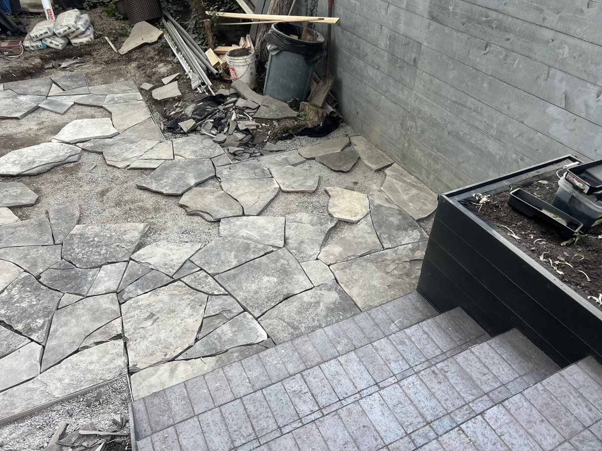 Patio stone laying