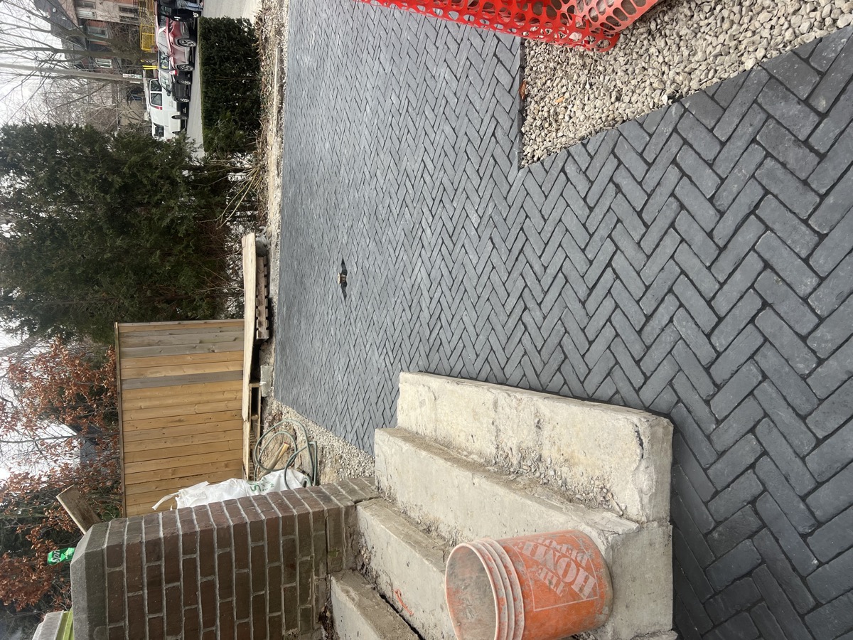 Paver installation in progress